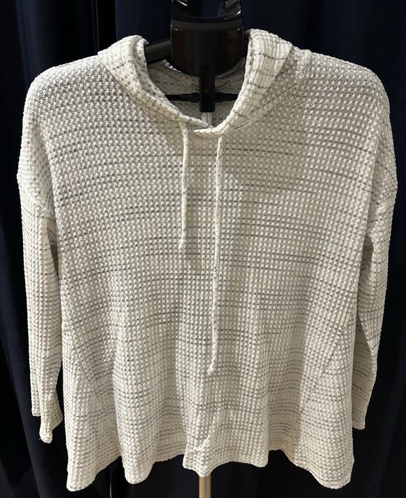 Green Envelope Tops - Green Envelope Women's White Textured Pullover Hoodie Size XL